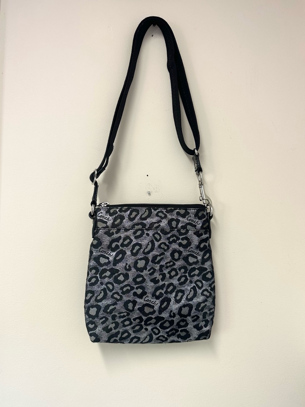 Coach Ocelot Leopard Black and Silver Swingpack Crossbody Bag - Picture 5 of 11
